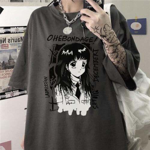 Summer Casual Japanese Cartoon Anime Tees Sweet Girl Funny Plus Size Punk Loose Harajuku Kawaii New Funny Vintage Women T-shirt