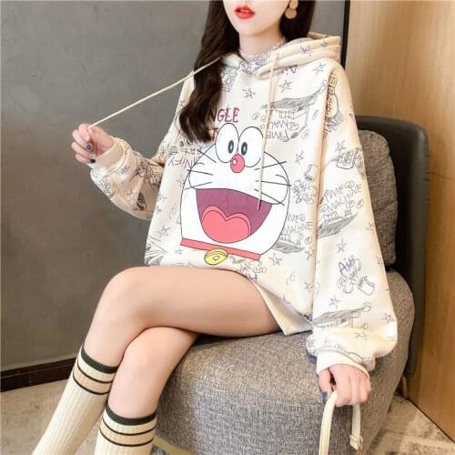 Cotton Cute Amine Boy Hoodie Sweatshirts Women Korean Kawaii Tops Streetwear Girl Autumn Harajuku Clothes Female Spring Hoodie