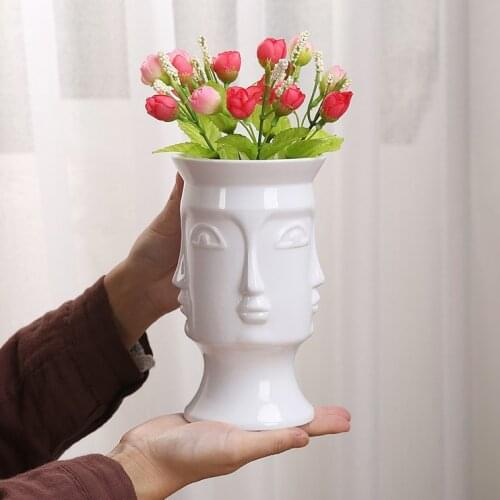 Creative Face Vase Ceramic Hydroponic Vase Home Decoration Ornaments Garden Supplies Dry Flower Vase Jardiniere