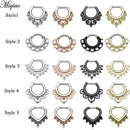 Miqiao 2pc Nose Ring Nasal Septum Puncture Heart-shaped Ear Bone Ring Jewelry Middle Rod Titanium Not Easy To Be Allergic