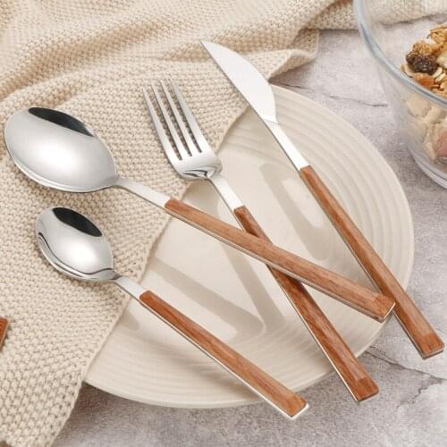 Cute Cartoon Wood Dinner Lunch Cutlery Set Wooden Handled Portable Travel Cutlery Set Japanese Style Kitchen Tableware BK50DC