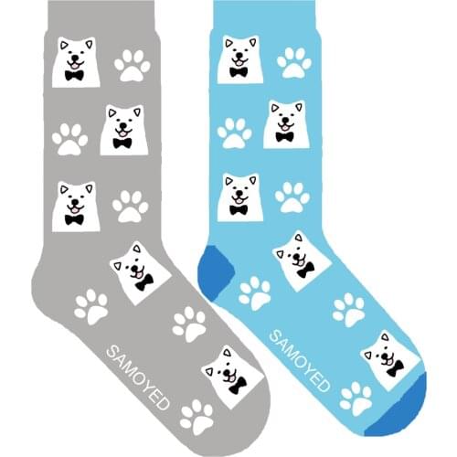 ORIGINAL SAMOYED DOG PAW crew socks cute cotton cartoon doggie socks women SAMOYED puppy gift 50 pair/lot