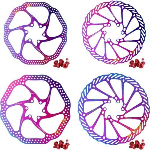 160/180mm Stainless Steel MTB Dazzling Brake Disc Ultralight Brake Rotor Colorful Disc Rainbow Mountain Bike Floating Disc