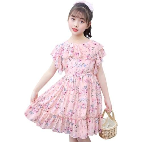 Big Girl Dress Floral Party Beach Dress For Girls 2021 Newest Child Dress Summer Girls Clothes 6 8 10 12 14