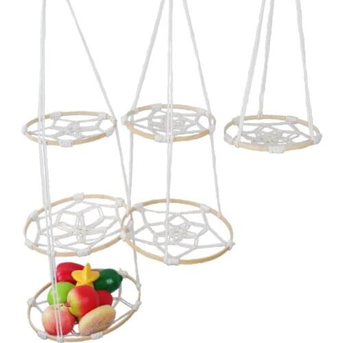 Woven Cotton Rope Storage Basket Fruit Vegetable Bread Storage Basket Simple Kitchen Multifunctional Storage Baskets