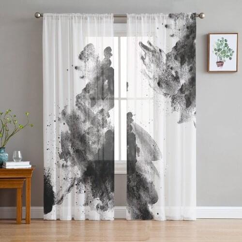 Rock Ink Sheer Curtains Modern Gauze Curtain for Living Room Bedroom Voile Yarn Curtains