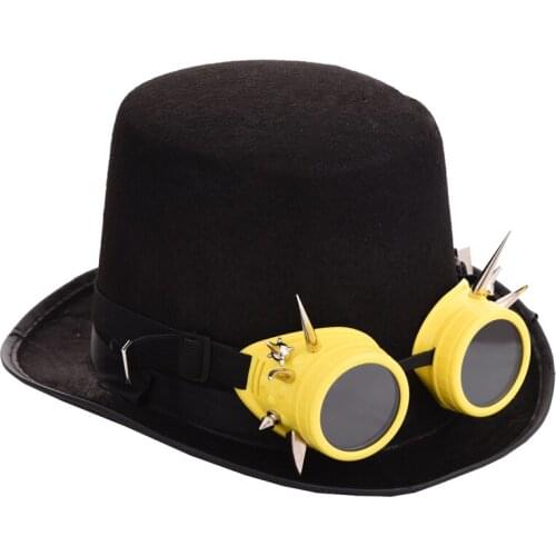 Black Women Men Fedora Hat Steampunk Hat With Goggles Steam Punk Hats