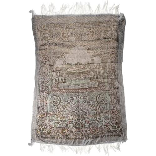 Islamic Thin Portable Muslim Prayer Mat Cotton Woven Carpet Blanket with Fringe Tassel Mosque Pattern Lightweight Turkish