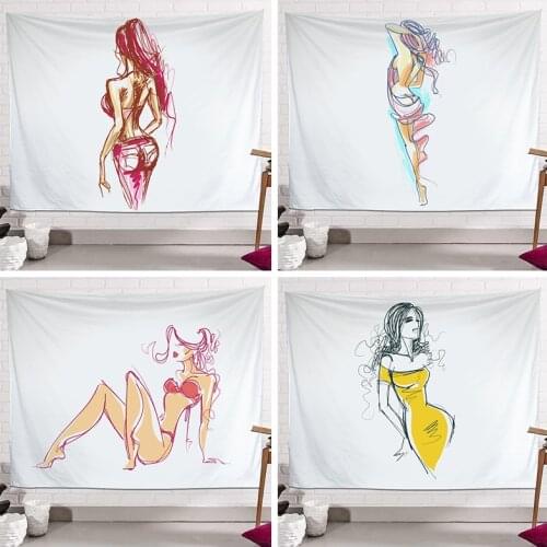 Boho Decoration Home Decor Stick Figure Printing Tapestry Aesthetic Room Decor Decoracion Pared Decoration Mural Tapiz Gobelin