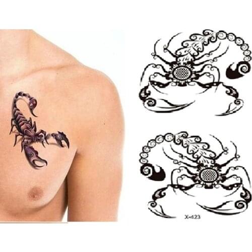 Waterproof Temporary Tattoo Sticker Woman Scorpion Wolf Snake Rose Flash Tatoo Sexy Arm Body Art Water Transfer Fake Tatto Man