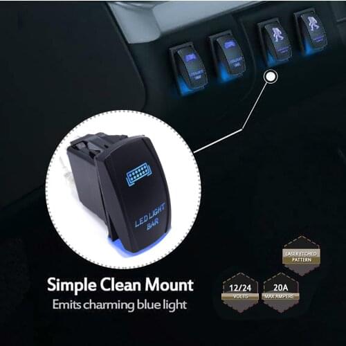 For Polaris Sportsman RZR Ranger General Can Am Maverick Commander Rocker Toggle 5 Pin SPST Illuminated 12v Led Light Bar Switch