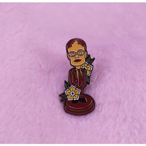 The Office Dwight Schrute bobblehead brooch funny comedy TV Show jewelry