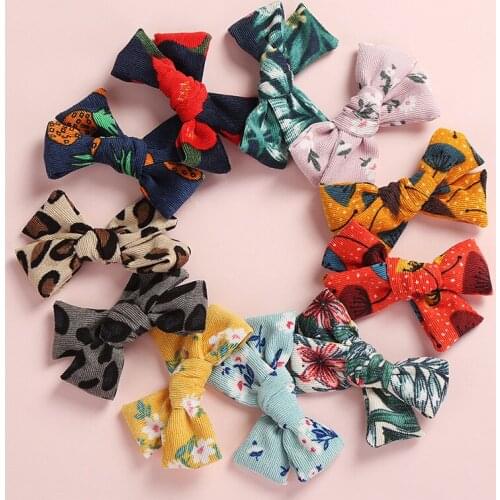 12Colors Baby Girls Leopard Hair Clips Fashion Infant Kids Bow Hairgrips Hair Wear For 3-4Yrs