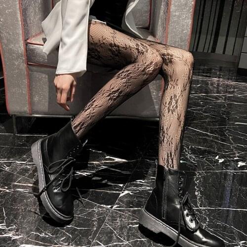 Femme Collants Harajuku Style Womens Tights Gothic Loli Clubwear Fashion Fishnet Stockings Hot Girl Sexy Pantyhose Black White
