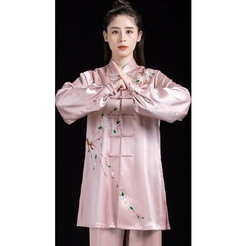 WomenS Soft Silk Tai Chi Suit Kung Fu Wushu Martial Arts Uniform Wing Chun Jacket Pants Morning Exercise Tai Chi Uniform TA2560
