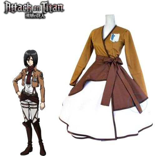 Anime ATTACK ON TITAN Cosplay Costume Women Lolita Long Sleeve Dress Kimono Cutome-Made Free Shipping