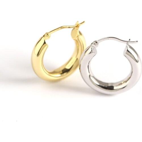 1Pair Piercing 925 Sterling Silver Earrings for Women 2021 Diameter 25mm Metal Ring Earrings Wholesale Gift to Girlfriend