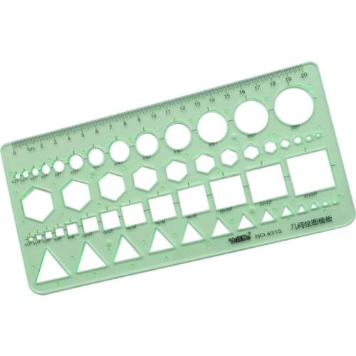 1 Pcs Geometry Drawing Template Ruler 22 * 10.5cm Green Plastic Student Lab Stationery Measuring Tool Ruler School Supplies