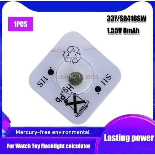 1PCS/lot FOR SEIZAIKEN Original 337 SR416SW 1.55V Silver Oxide Button Cell Battery LR416 337A AG6 for Watch Single grain packing