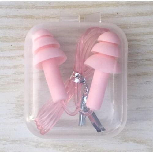 1PC box-packed comfort earplugs noise reduction silicone Soft Ear Plugs PVC rope Earplugs Protective for Swimming for sleep