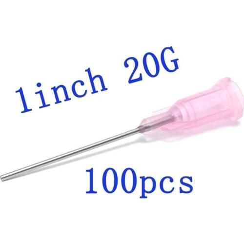 100pcs, Dispensing Needles with Luer Lock 20Gauge x 1Inch Length,Blunt Tip Syringe Needle 20Ga For Industrial Mixing Many Liquid