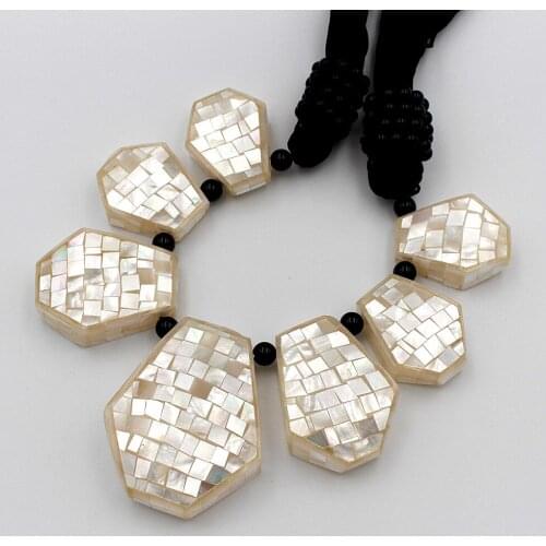 New Natural MOP Abalone Shell Beaded Pendant Necklace Rope Cord Braided Wired Shell Pearl Flower Necklace Wedding Party Necklace