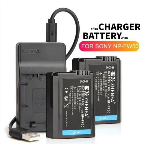2pcs NP-FW50 Battery + USB charger For Sony ILCE-7 ILCE-7RM2 ILCE-3000 ILCE-5000L ILCE-6000L Alpha a6500 a6300 a6000 a5000 a7R