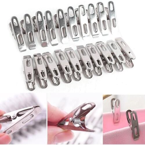 20pcs Stainless Steel Clothes Pins Metal Antiskid Home Shoes Clothes Storage Windproof Clips Underwear Pegs Laundry Supply
