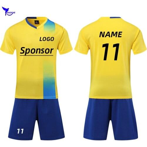 2019-20 Blank Football Jerseys & Shorts Set Customized Soccer Uniforms Futsal Tracksuit Men Women Kids Team Training Sports Suit