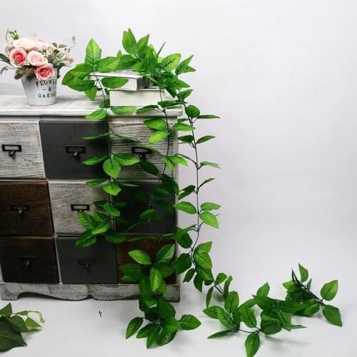 230cm99 Leaves Artificial Rose Leaf Vine Green Silk Foliage Hanging Rattan Fence Winding Ivy Garden Hotel Home Decoration Plants