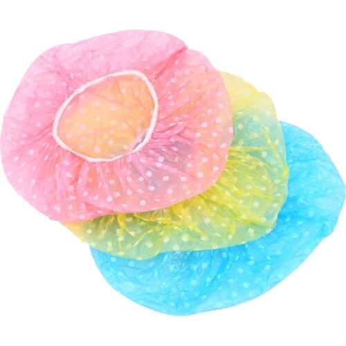 3PCS/lot Bath Spa Women Waterproof Elastic Plastic Cute Dot Shower Bathing Bathroom Hair Hats Bathroom Accessories Fedoras