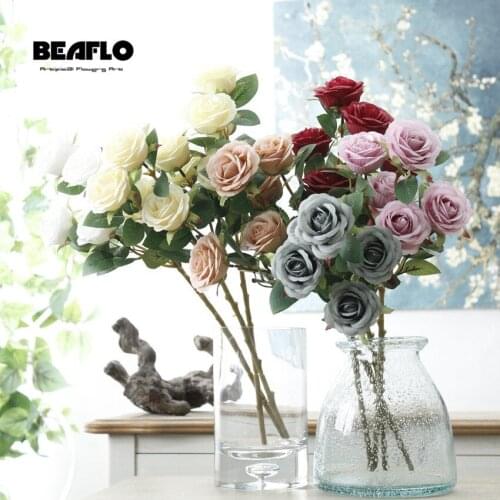 5 Heads/Bunch French Artificial Rose Flower Bouquet Fake Silk Floral Arrange Table Wedding Decoration Party accessory Flores