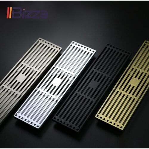 Euro Style Antique Black Brass Bathroom Linear Shower Drain Floor 8*20 8*30cm Trap Waste Grate Brushed Toilet Anti-odor Drains