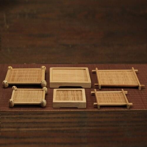 Bamboo Cup Pad Multi-design Insulated Coaster Teacup Mat for Tea Table Decoration Japan Teaism Decorative