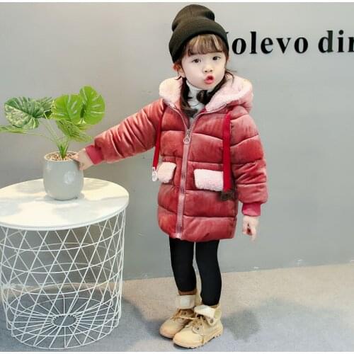 Girls Velvet Down Parkas Cotton-Padded Snow Wear Princess Hooded Thick Windbreaker Jacket Warm Clothes for Girls 4 7 9 12 14 Y