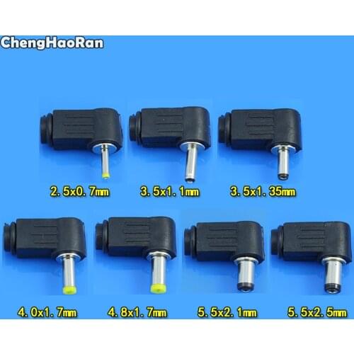 ChengHaoRan 2Pcs Black 2.1x5.5mm 2.5x5.5mm DC Power Male Plug Jack Adapter 90 Degree Male Connector,2.5*0.7mm/4.8*1.7mm