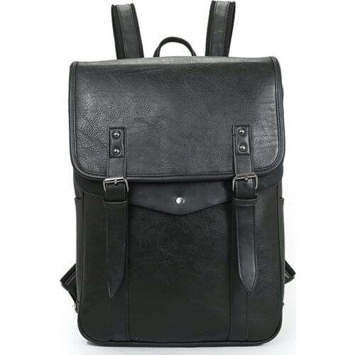 2021 New Business Casual Backpacks Travel Bags Black PU Leather Mens Bags Teenage Backpack Men USB Charging Anti Theft