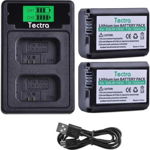 2PCS NP-FW50 NPFW50 Battery +LCD Type C USB Dual Charger for Sony Alpha a6500 a6300 a6000 a5000 a3000 NEX-3 a7R