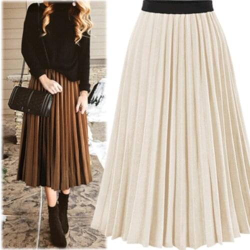 Zoki Elegant Women Pleated Chiffon Skirt Fashion A Line High Waist Streetwear Ladies Long Skirt Casual Harajuku Faldas Mujer