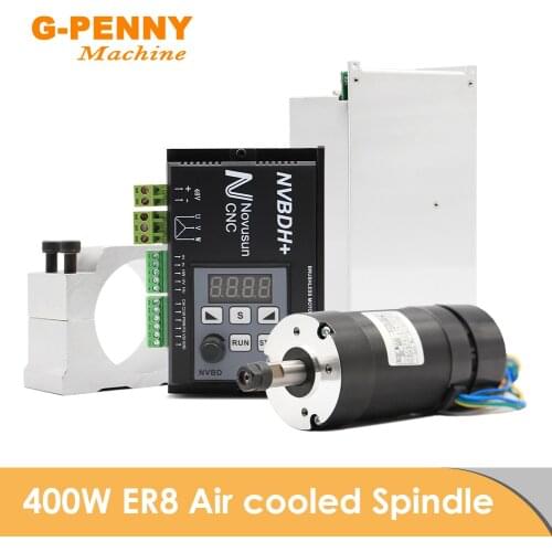 NEW 400W ER8 Diameter 55mm CNC Air Cooled Spindle Motor DC Brushless Motor Driver NVBDH & Hall NVBDL 500W DC48V Power supply