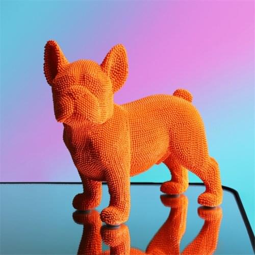 European Creative Resin Granule Bulldog Ornaments Crafts Granule Dog Cute Desktop Living Room Porch Study Statue Home Decor