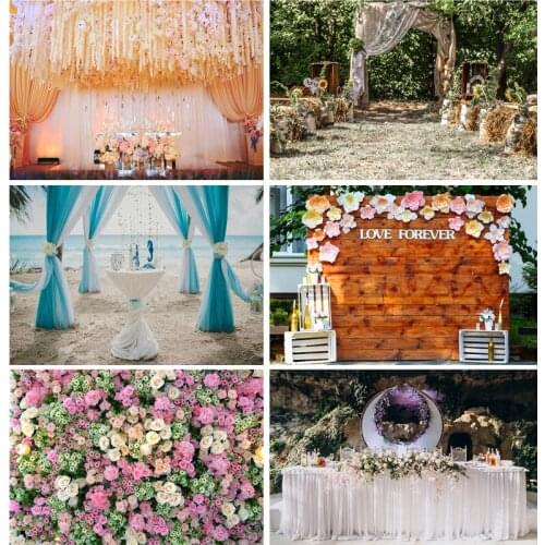 Wedding Ceremony Photography Backgrounds Flower Birthday Engagement Party Portrait Backdrops For Photo Studio Props 210410HKW-02