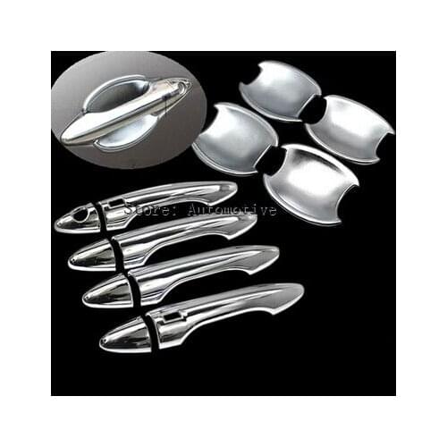 For Hyundai IX35 Tucson 2009 - 2014 High Quality Chrome Car Door Handle Cover + Car Bowl Trim with smart entry buttons