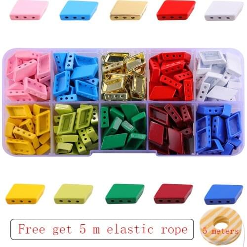 JUWANG 200 pcs\box Bohemia Loose Beads Rainbow Enamel Tile Beads Sets Handmade Jewelry Accessories For Bracelets Jewelry Making
