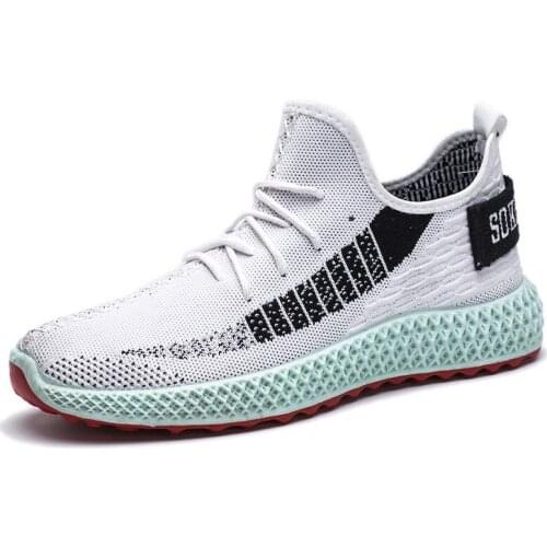 Classic mens summer flying woven sports tide shoes breathable casual color student sports running shoes Korean mens shoes