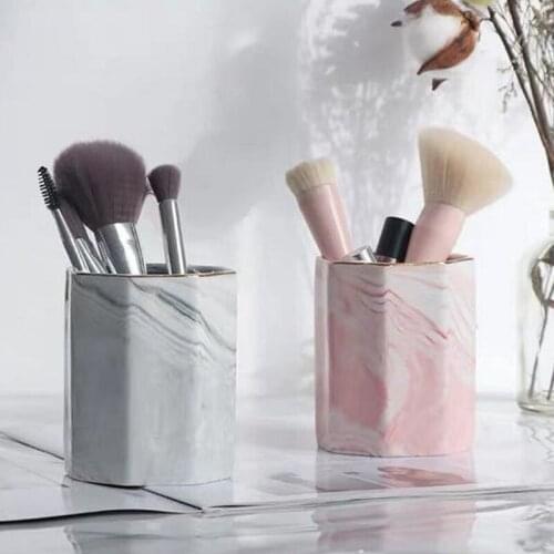 F3MA Cosmetics Makeup Brushes Storage Box Cylindrical Case Lipstick Brush Pen Holder Organizer Ceramic Container