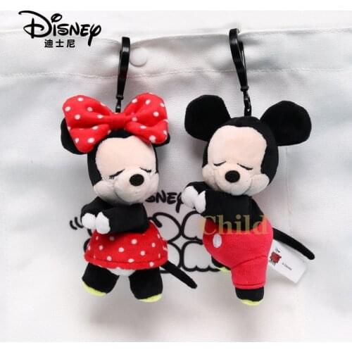 Disney Genuine Mickey Minnie Doll Cute Plush Toy Keychain Pendant Mickey Mouse Doll Doll Student School Bag Pendant