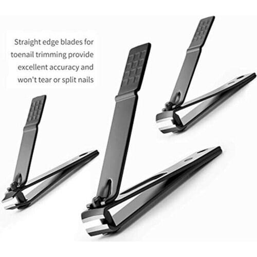 1 PC Nail Clipper Stainless Steel Black Sturdy Ultra Sharp Anti-slip Professional Correction Manicure Nail Care Tool Set