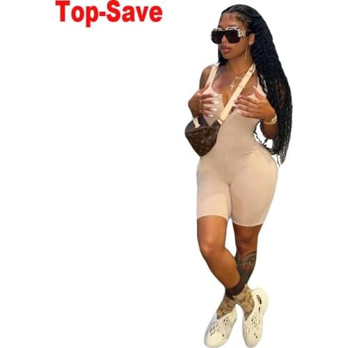 Fashion Sexy Playsuit Birthday Outfits For Women Summer Slim Sleeveless Overalls Solid Color Deep V-Neck Evening Party Jumpsuits