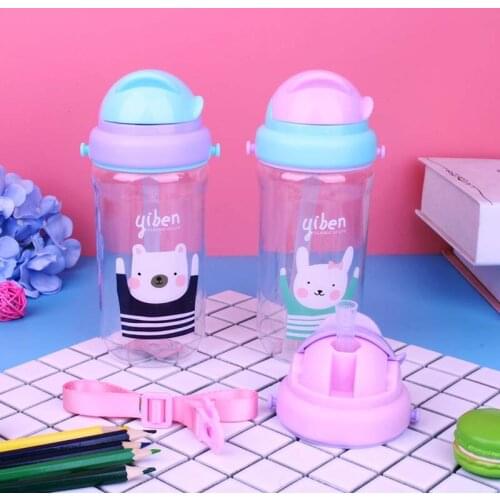 New 430ml Baby Water Bottles Infant Newborn Cup Children Learn Feeding Straw Juice Drinking Bottle BPA Free for Kids